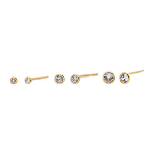 Gold Solitaire Bezel Stud Earring Combo Set - Adina Eden's Jewels