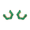 Emerald Green Colored Pave X Baguette Round Loop Stud Earring - Adina Eden's Jewels