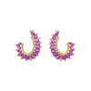 Magenta Colored Pave X Baguette Oval Loop Stud Earring - Adina Eden's Jewels