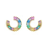 Multi Color Multi Colored Pave X Baguette Round Loop Stud Earring - Adina Eden's Jewels