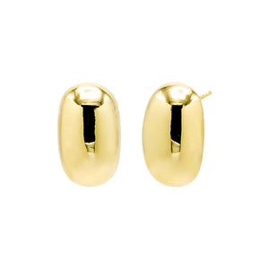 Gold Solid Elongated Pebble Stud Earring - Adina Eden's Jewels