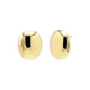 Gold Solid Oval Pebble Stud Earring - Adina Eden's Jewels