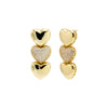 Gold Solid/Pave Puffy Heart Drop Stud Earring - Adina Eden's Jewels