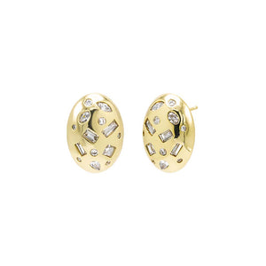 Gold Colored Scattered Multi Shape Pebble Stud Earring - Adina Eden's Jewels
