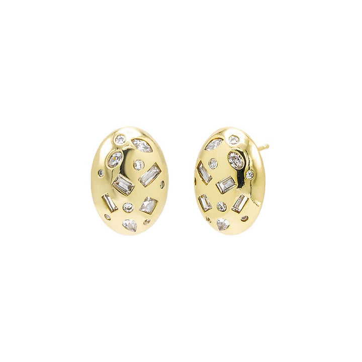 Gold Colored Scattered Multi Shape Pebble Stud Earring - Adina Eden's Jewels