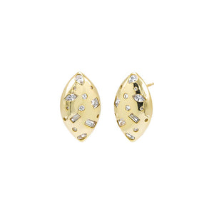 Gold Colored Scattered Multi Shape Oval Stud Earring - Adina Eden's Jewels