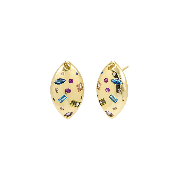 Multi-Color Colored Scattered Multi Shape Oval Stud Earring - Adina Eden's Jewels
