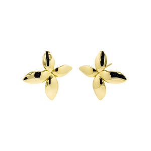 Gold Solid Flower On The Ear Stud Earring - Adina Eden's Jewels