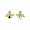Gold Pave Accented Four Leaf Flower Stud Earring - Adina Eden's Jewels