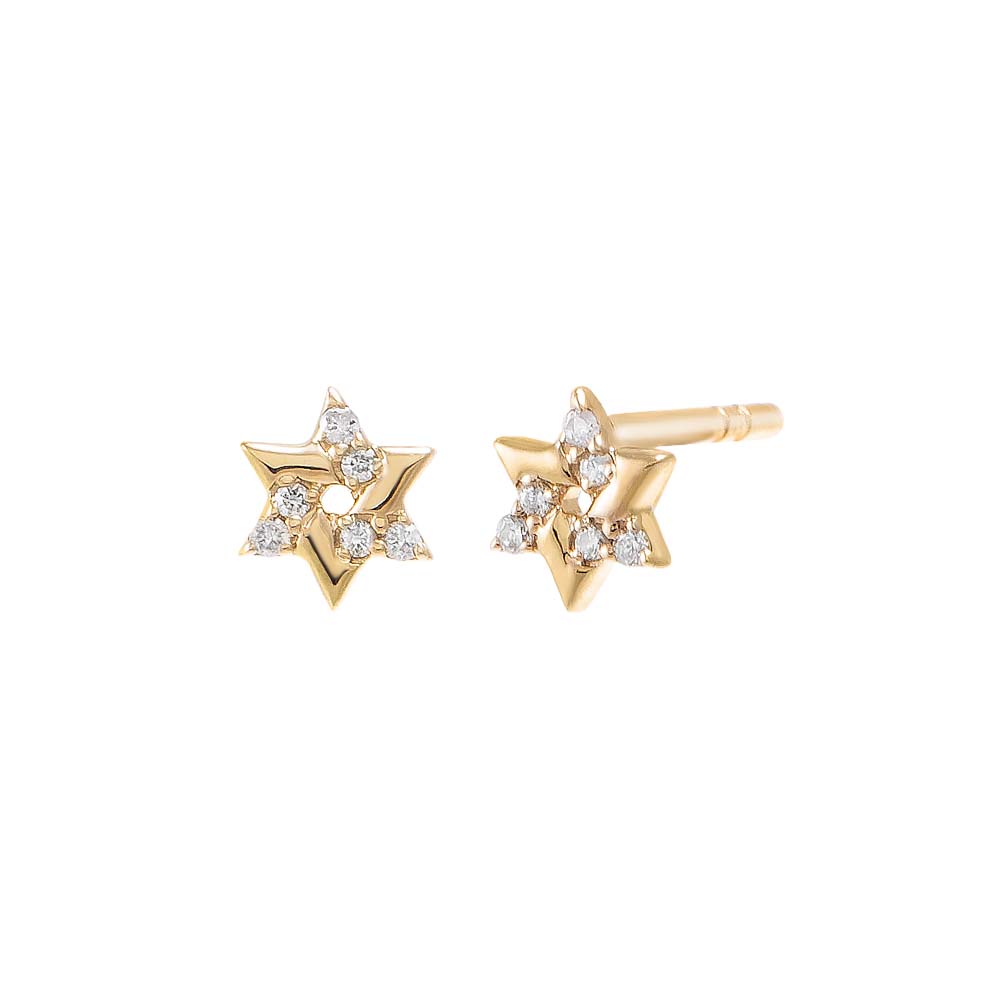 14K Gold Diamond Pave Itty Bitty Star Of David Stud Earring 14K - Adina Eden's Jewels
