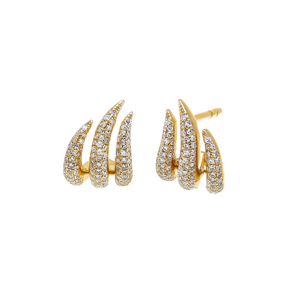 14K Gold Diamond Pave Fancy Claw Stud Earring 14K - Adina Eden's Jewels