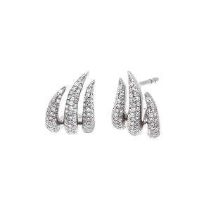 14K White Gold Diamond Pave Fancy Claw Stud Earring 14K - Adina Eden's Jewels