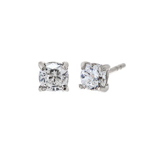 14K White Gold / 2CT Lab Grown Diamond Cushion Cut Solitaire Four Prongs Stud Earring 14K - Adina Eden's Jewels