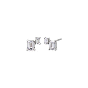 Lab Grown Diamond Double Emerald Stud Earring 14K