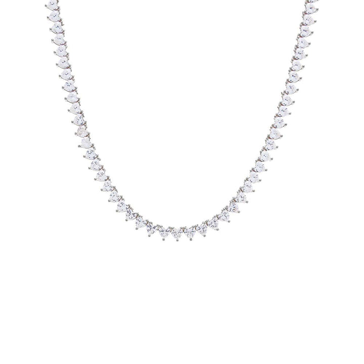 Silver Heart Tennis Necklace - Adina Eden's Jewels