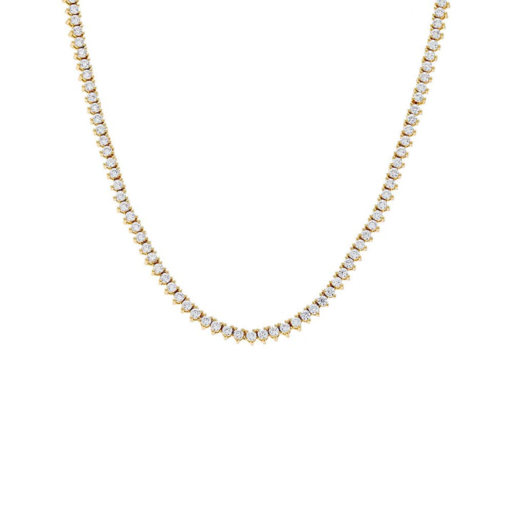 Gold / 18IN Thin Three Prong Tennis Necklace - Adina Eden's Jewels