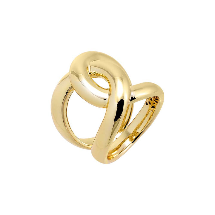Gold Elongated Solid Intertwined Chunky Chain Ring - Adina Eden's Jewels