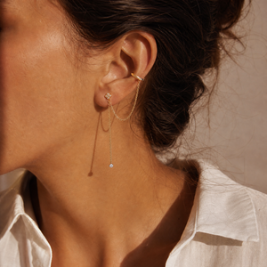 Floating Chain Stud X Ear Cuff