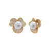 Gold Pave Three Petal Pearl Stud Earring - Adina Eden's Jewels