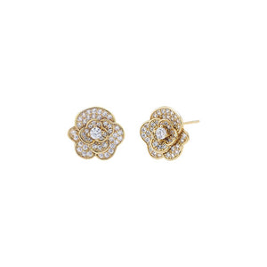 Gold Pave CZ Flower Stud Earring - Adina Eden's Jewels