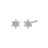 14K White Gold / Pair Diamond Mini Flower Stud Earring 14K - Adina Eden's Jewels