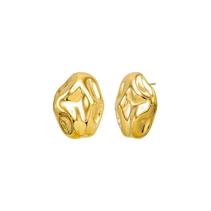 Gold Fluid Pebble Stud Earring - Adina Eden's Jewels
