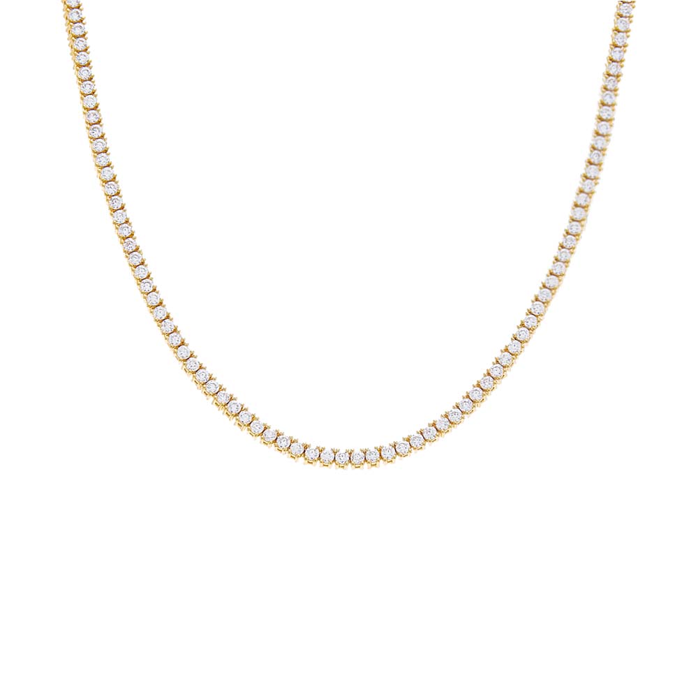 2MM / 16IN / Gold CZ Tennis Necklace - Adina Eden's Jewels
