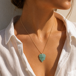 Diamond Green Chrysoprase Heart Charm 14K - Adina Eden's Jewels