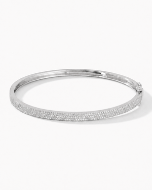 14K White Gold Diamond Pave Triple Row Bangle Bracelet 14K - Adina Eden's Jewels