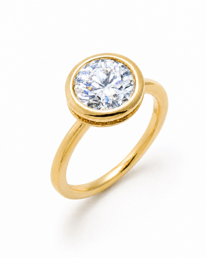 Gold / 6 Moissanite Round Solitaire Thin Band Ring - Adina Eden's Jewels