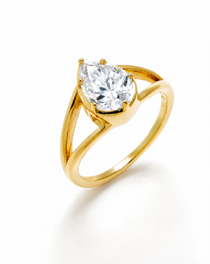 Gold / 6 Moissanite Pear Double Band Ring - Adina Eden's Jewels