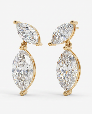 14K Gold Lab Grown Diamond Double Marquise Stud Earring 14K - Adina Eden's Jewels