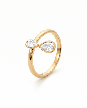 Lab Grown Diamond Marquise X Pear Dangle Ring 14K