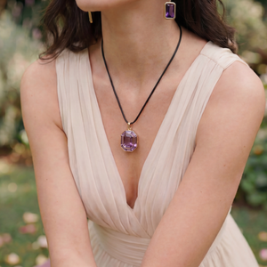 Fancy Purple Octagon Emerald Pendant Necklace - Adina Eden's Jewels