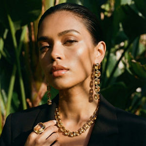 Square Champagne Drop Stud Earring - Adina Eden's Jewels