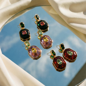 Fancy Oval Octagon Drop Stud Earring - Adina Eden's Jewels