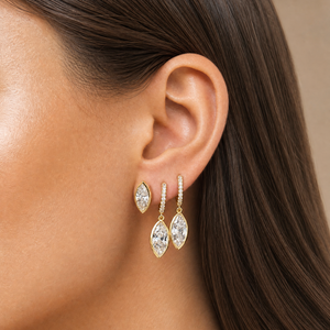 CZ Marquise Bezel Stud Earring