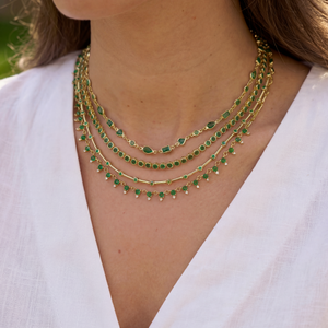 Colored Double CZ Tennis Paperclip Necklace