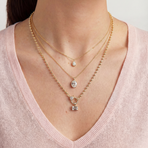 Oval CZ Bezel Drop Necklace - Adina Eden's Jewels