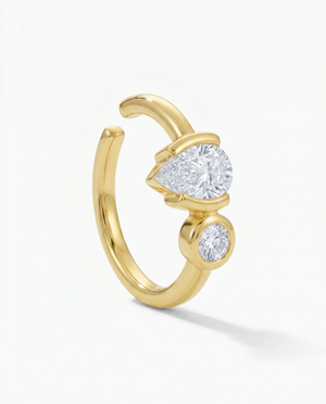 Lab Grown Diamond Pear X Solitaire Ear Cuff 14K