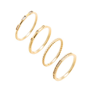 Gold / 6 Pave Multi Twisted Rope Stack Ring - Adina Eden's Jewels