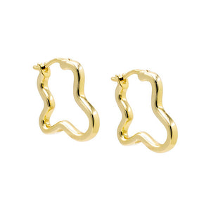 Gold Solid Squiggly Shape Hoop Earring - Adina Eden's Jewels