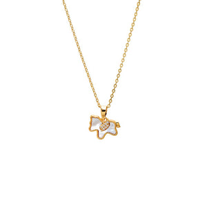 Mother of Pearl MOP Puppy Bezeled Pendant Necklace - Adina Eden's Jewels