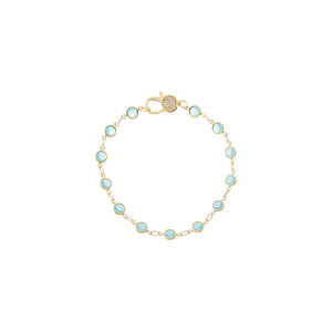 Sky Blue Bezel Pave Lobster Clasp Link Chain Bracelet