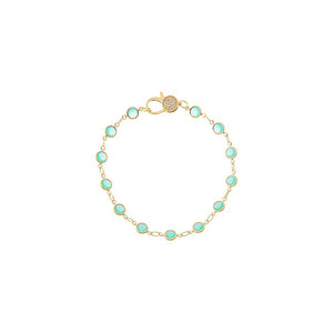 Aqua Green Station Pave Lobster Clasp Link Chain Bracelet