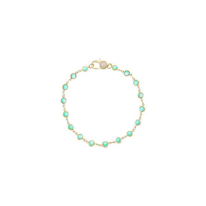 Aqua Green Station Pave Lobster Clasp Link Chain Anklet