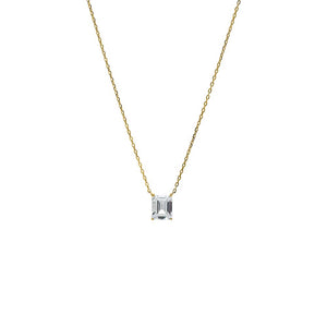 Gold Emerald Solitaire CZ Necklace - Adina Eden's Jewels