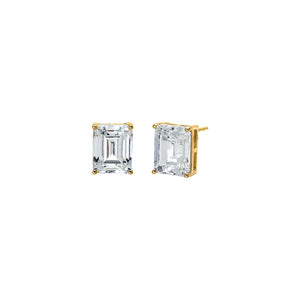 Gold Emerald Solitaire CZ Stud Earring - Adina Eden's Jewels