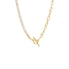 Gold CZ Baguette X Paperclip Toggle Necklace - Adina Eden's Jewels
