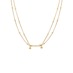 Gold Dangling Beaded Ball Chain Necklace - Adina Eden's Jewels